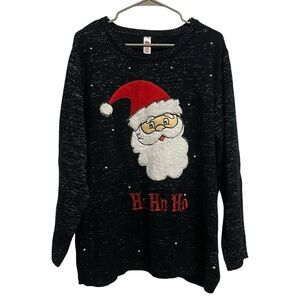Holiday Christmas Santa Sweater with Silver Tinsel and Pearl Beads Size 3X 22 24